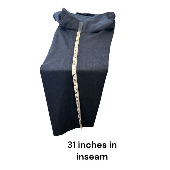 Louis Roth Navy Windowpane Mens Suit Jacket & Trousers Set With Buckle Detail - Picture 13 of 16